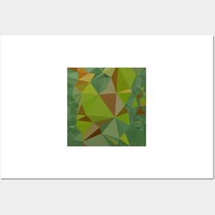 Dark Pastel Green Abstract Low Polygon Background Posters and Art